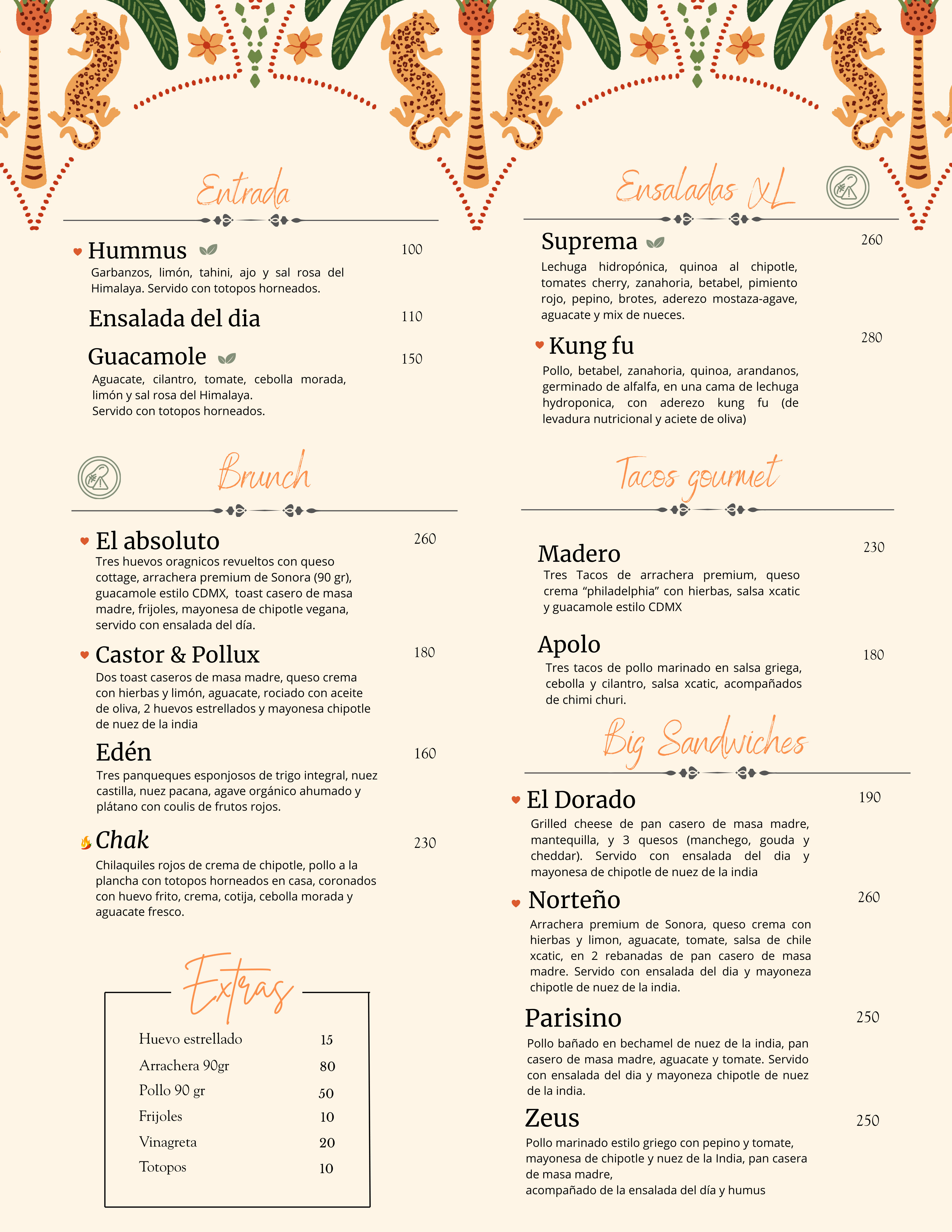 Menú de Comida - Español